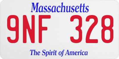 MA license plate 9NF328