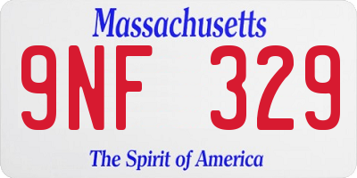 MA license plate 9NF329