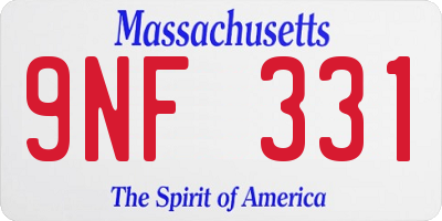 MA license plate 9NF331