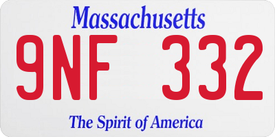 MA license plate 9NF332