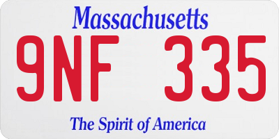 MA license plate 9NF335