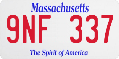 MA license plate 9NF337