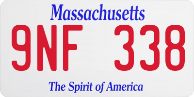 MA license plate 9NF338