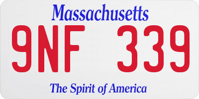 MA license plate 9NF339
