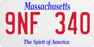 MA license plate 9NF340