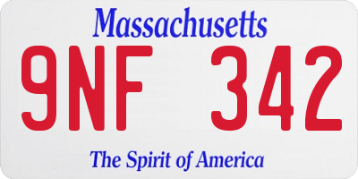 MA license plate 9NF342