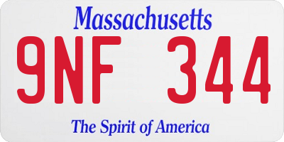 MA license plate 9NF344