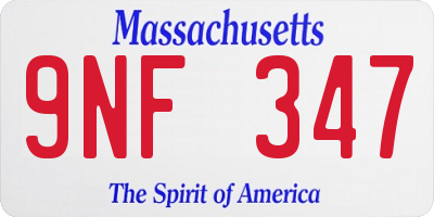 MA license plate 9NF347
