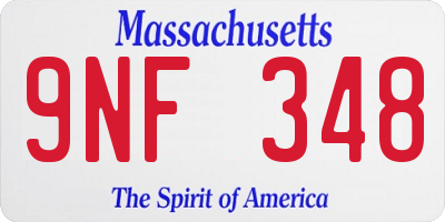 MA license plate 9NF348