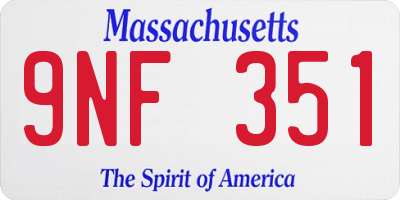 MA license plate 9NF351
