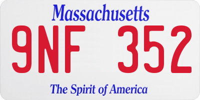 MA license plate 9NF352