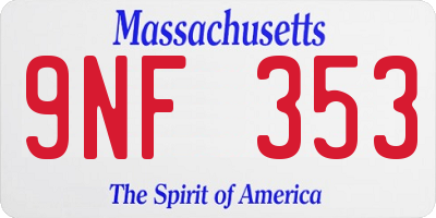 MA license plate 9NF353