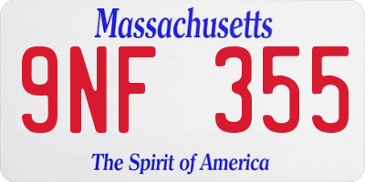 MA license plate 9NF355
