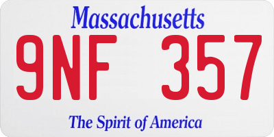MA license plate 9NF357