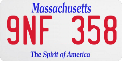 MA license plate 9NF358