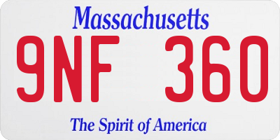 MA license plate 9NF360