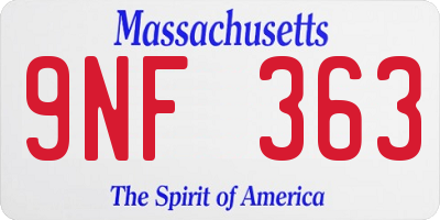 MA license plate 9NF363