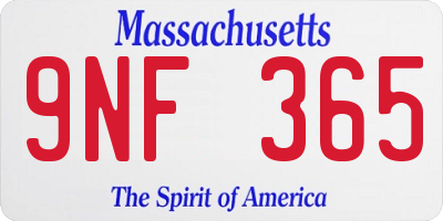 MA license plate 9NF365