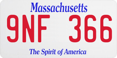 MA license plate 9NF366
