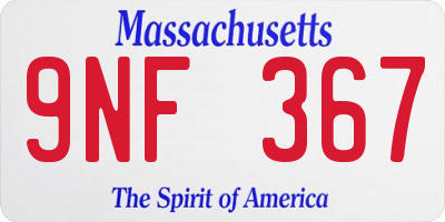 MA license plate 9NF367