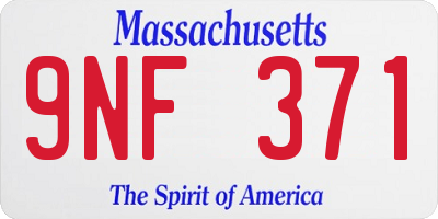 MA license plate 9NF371