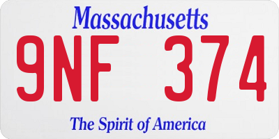 MA license plate 9NF374