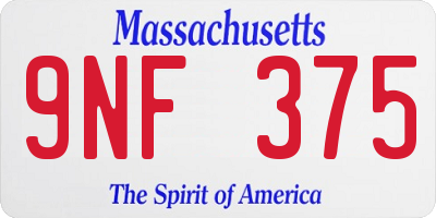 MA license plate 9NF375
