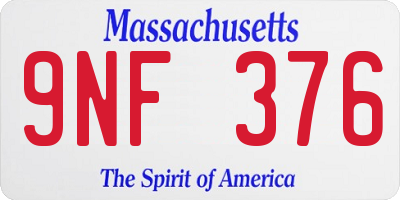 MA license plate 9NF376