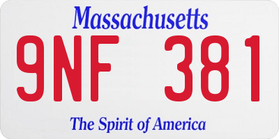MA license plate 9NF381