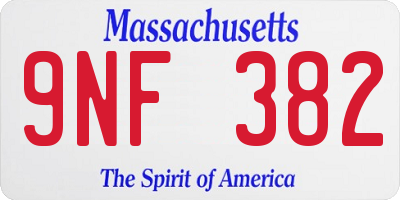 MA license plate 9NF382