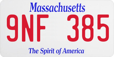 MA license plate 9NF385