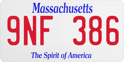 MA license plate 9NF386