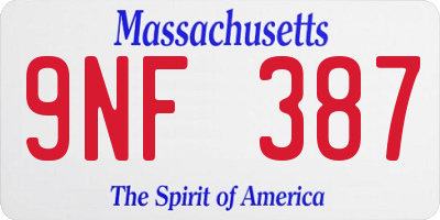 MA license plate 9NF387