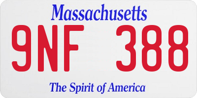 MA license plate 9NF388