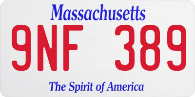 MA license plate 9NF389
