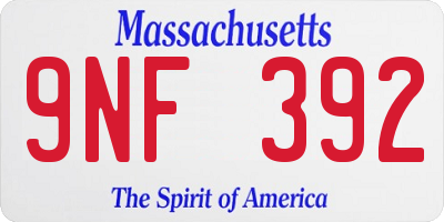 MA license plate 9NF392
