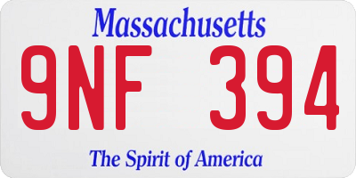 MA license plate 9NF394