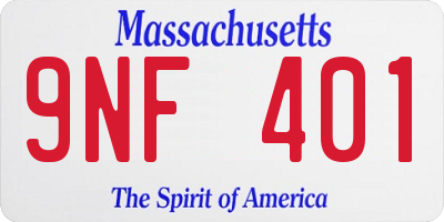 MA license plate 9NF401
