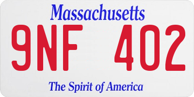 MA license plate 9NF402
