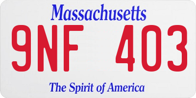 MA license plate 9NF403