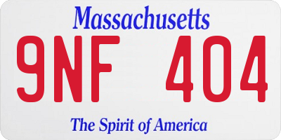 MA license plate 9NF404