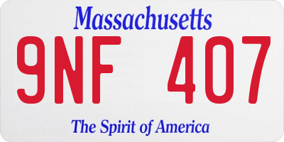 MA license plate 9NF407