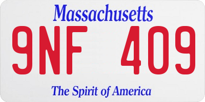 MA license plate 9NF409