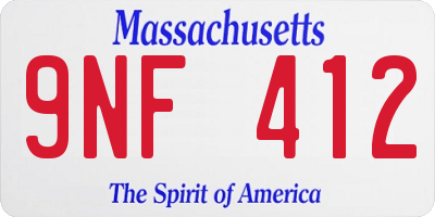 MA license plate 9NF412