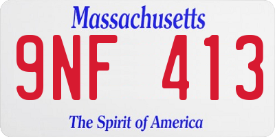 MA license plate 9NF413