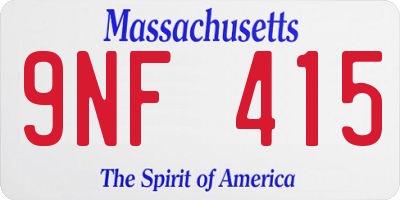 MA license plate 9NF415