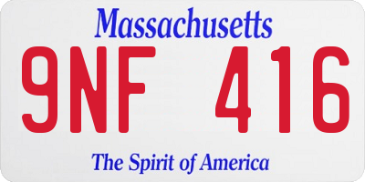 MA license plate 9NF416