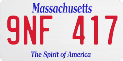 MA license plate 9NF417