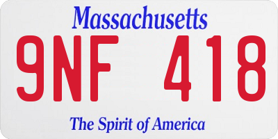 MA license plate 9NF418