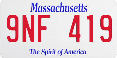MA license plate 9NF419